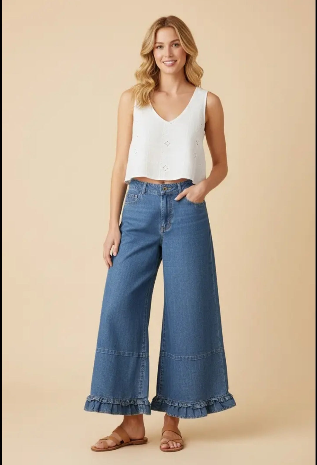Ruffle Wide Leg Pants