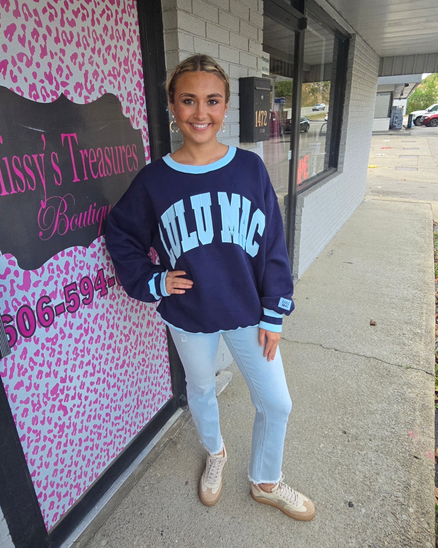 Navy/ Light Blue Stitch Sweatshirt