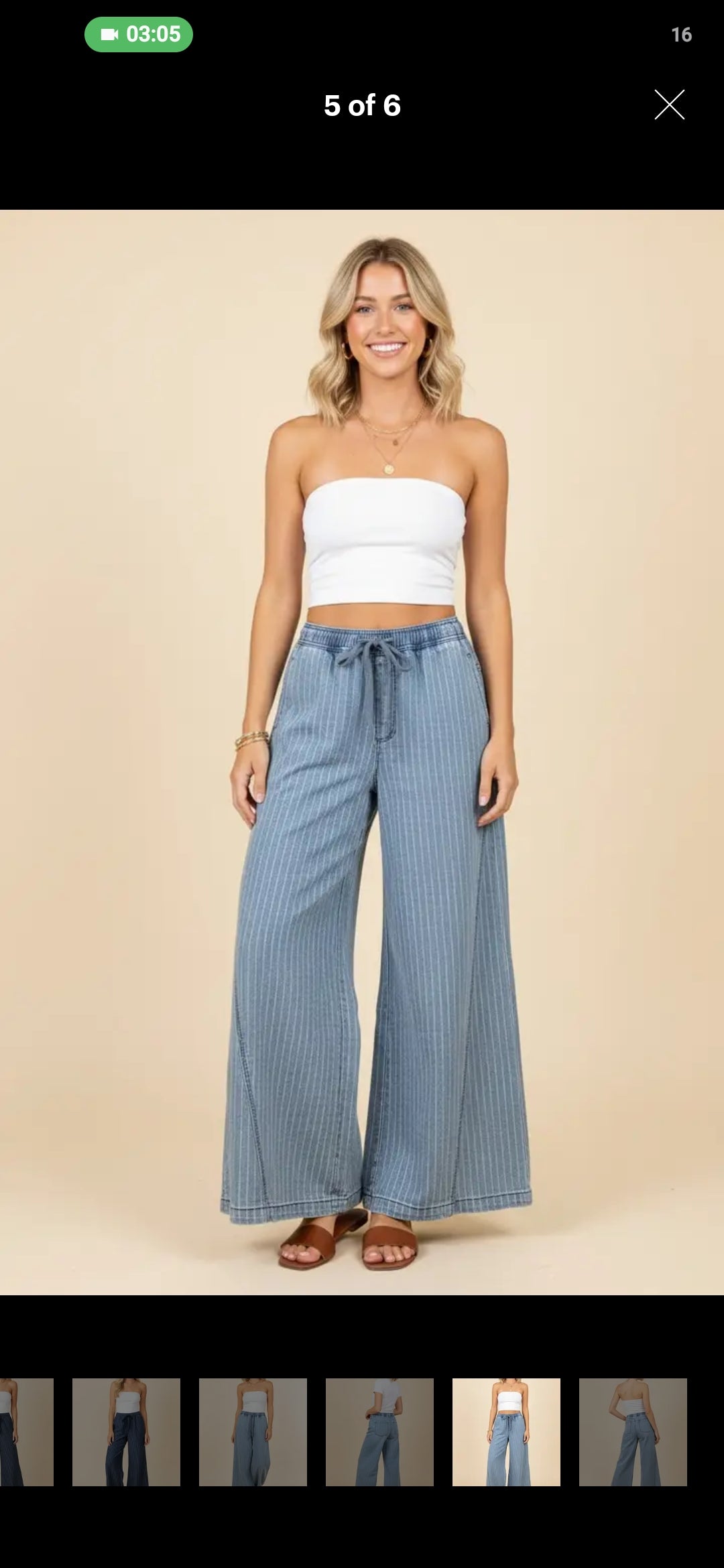PINSTRIPE WIDE-LEG DRAWSTRING PANTS