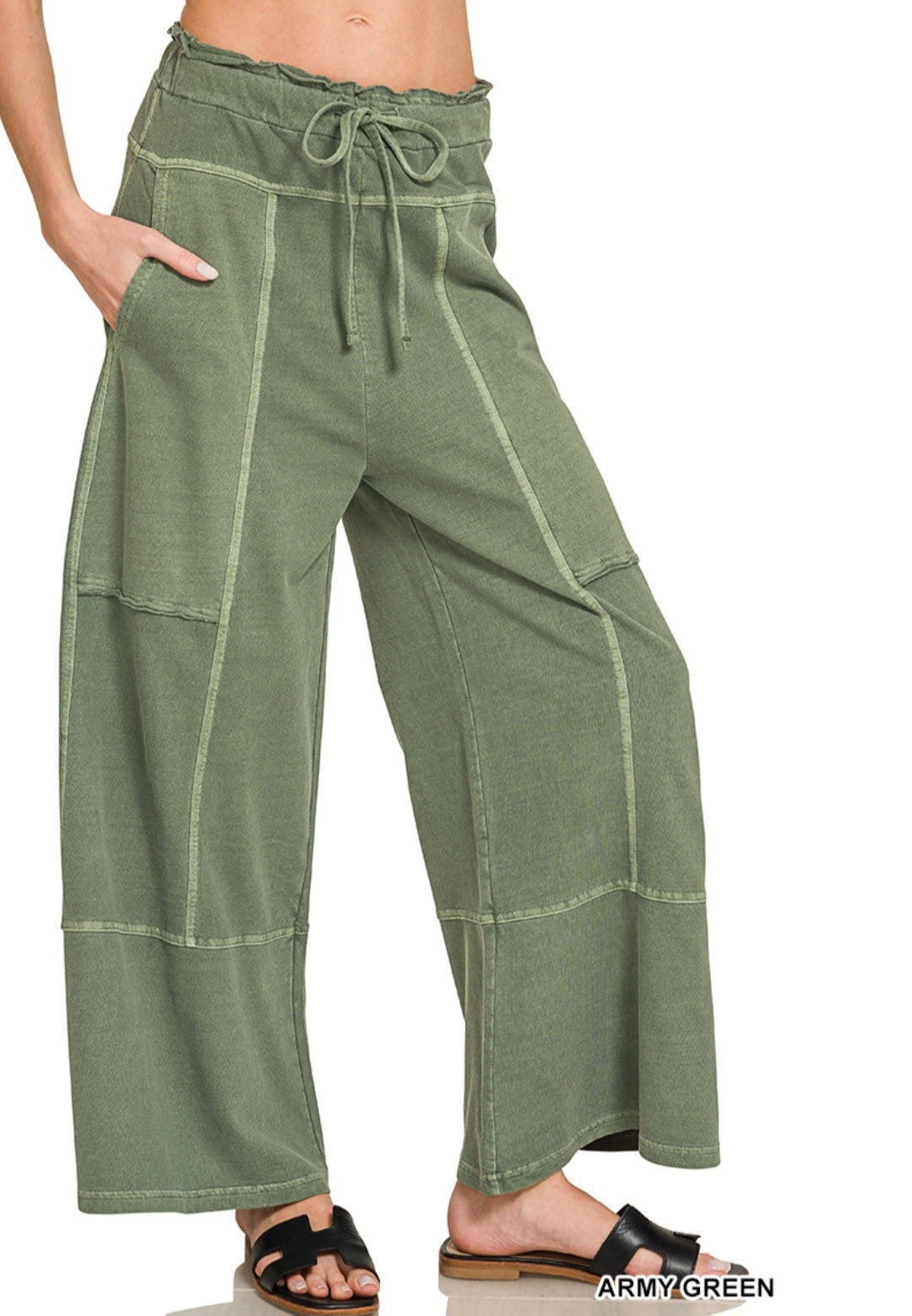 Curvy French Terry Wide Leg Pants