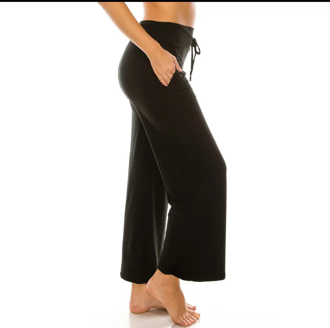 Wide leg drawstring pants