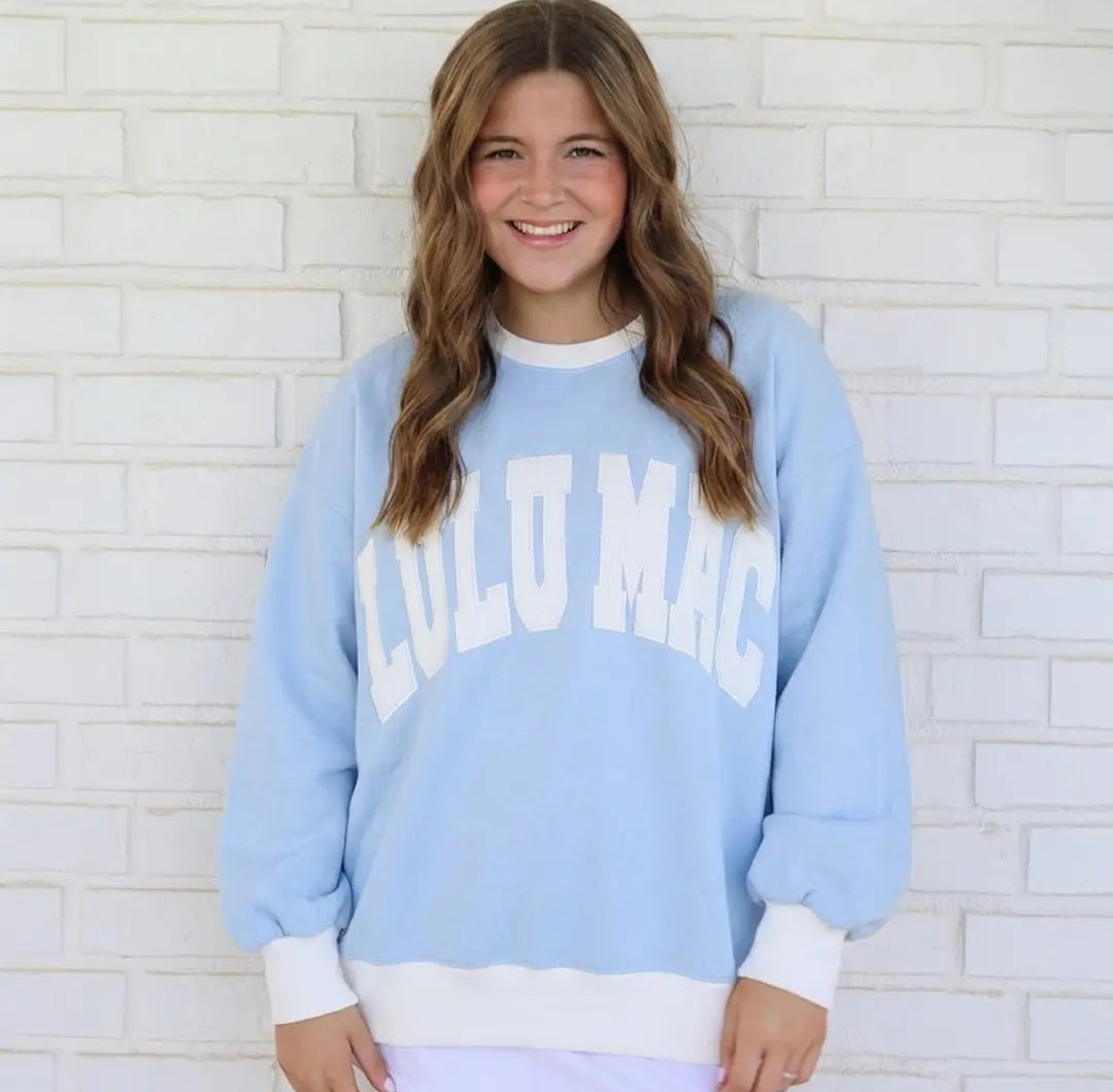 LULU MAC Blue/White stitch sweatshirt