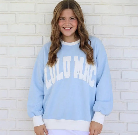 LULU MAC Blue/White stitch sweatshirt