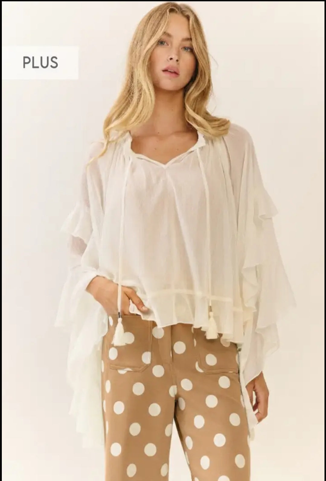 Plus Polka Dot High-Rise Wide Leg Pants