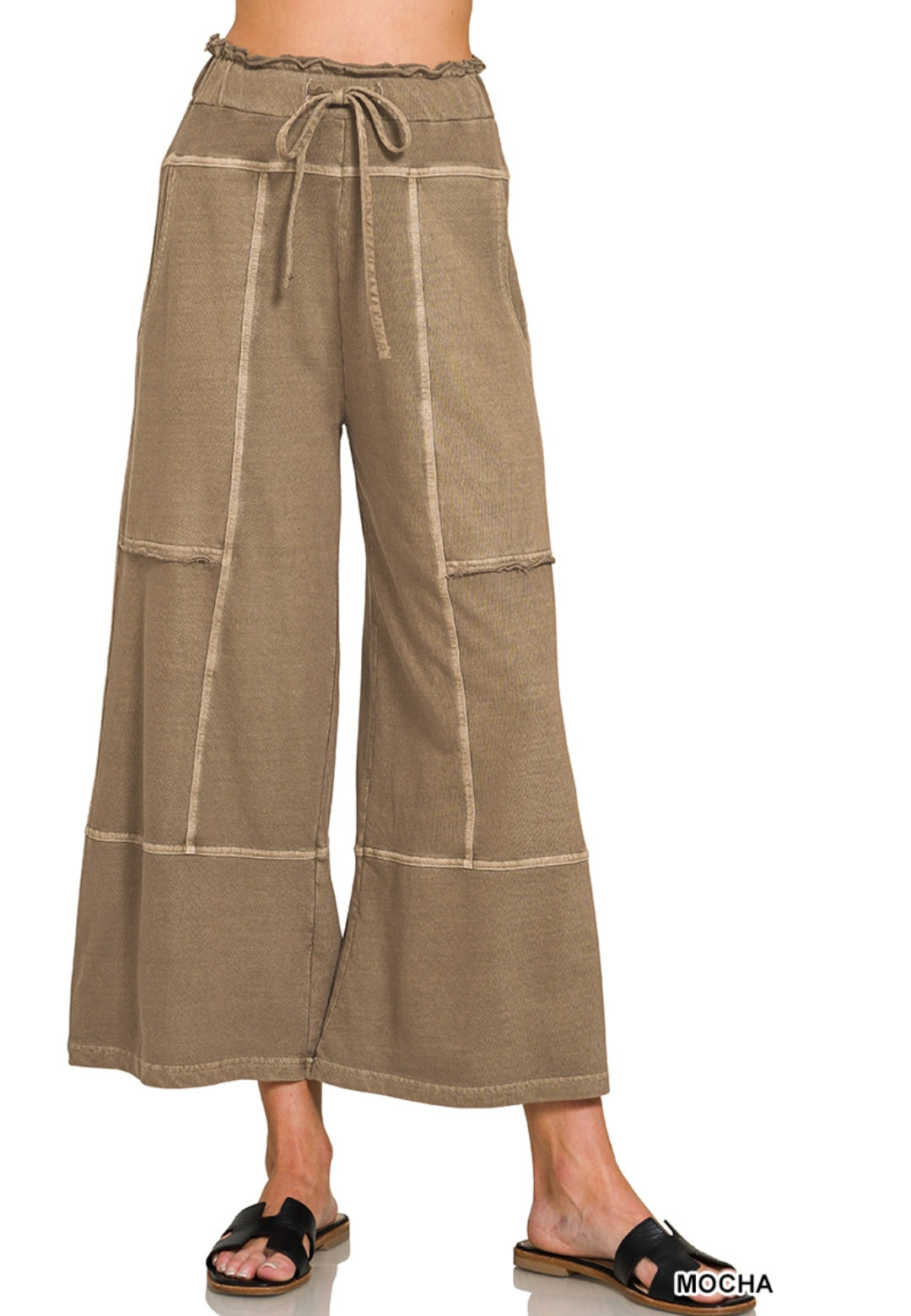 Curvy French Terry Wide Leg Pants