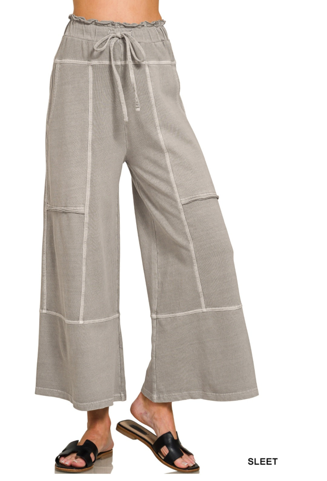 Curvy French Terry Wide Leg Pants