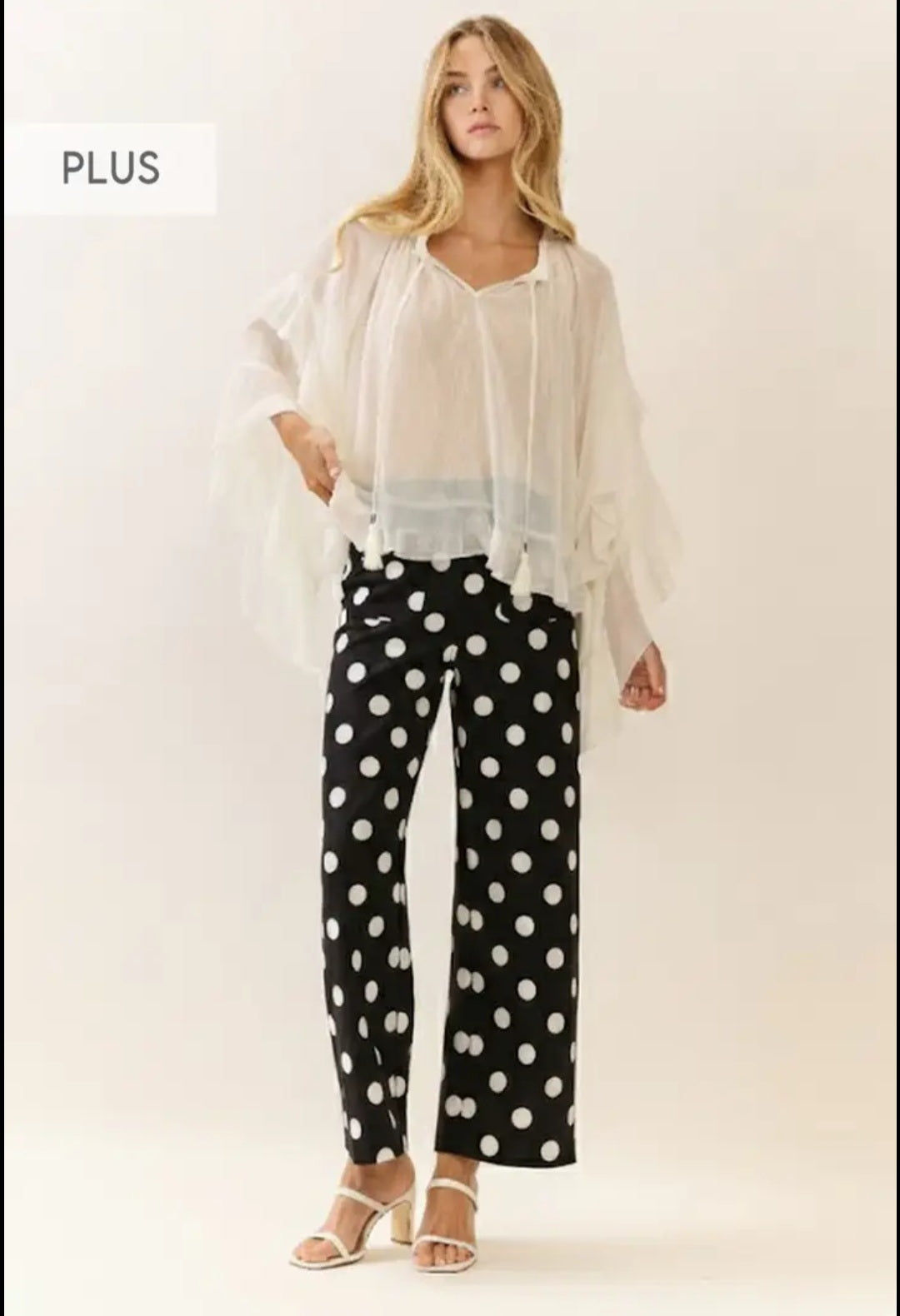 Plus Polka Dot High-Rise Wide Leg Pants