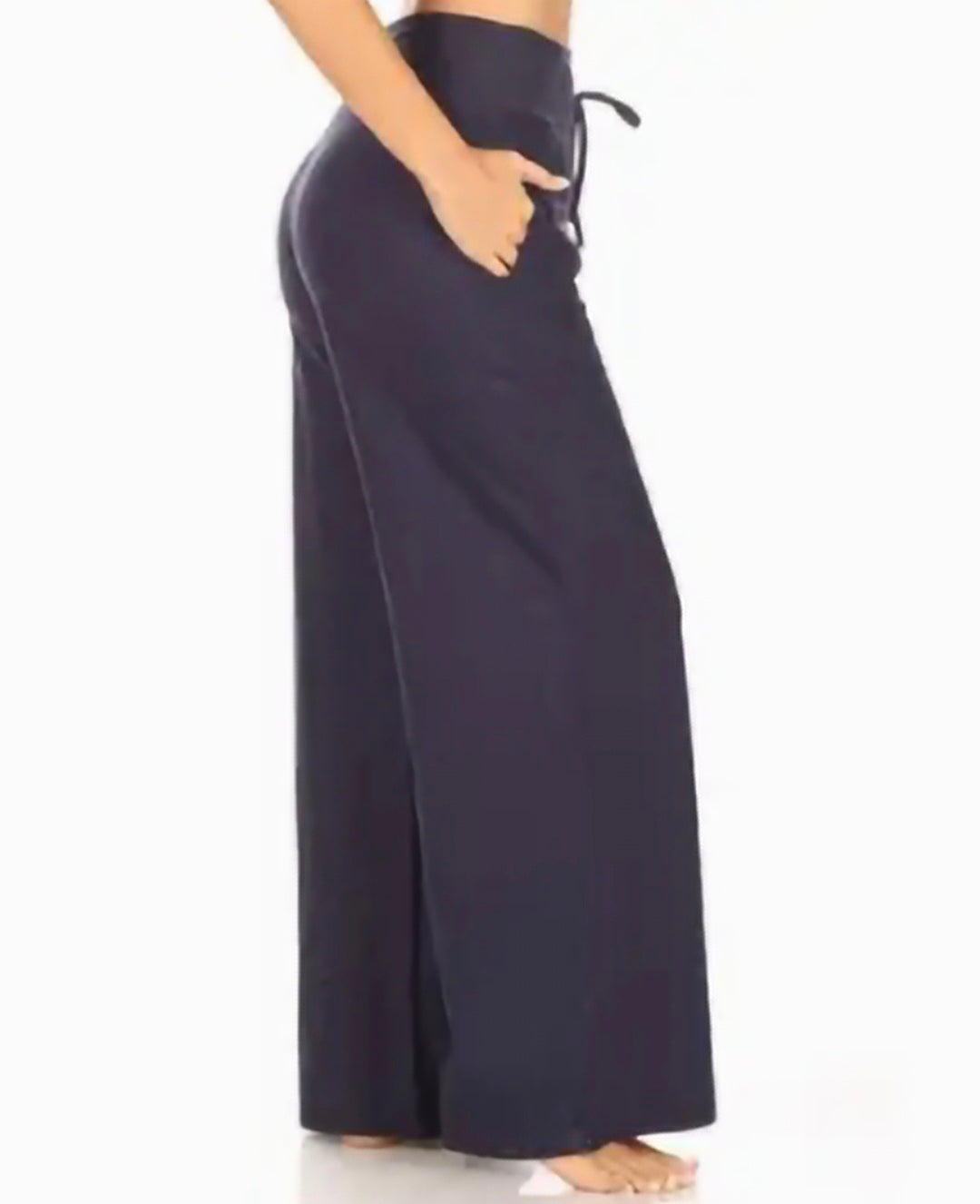 Wide leg drawstring pants