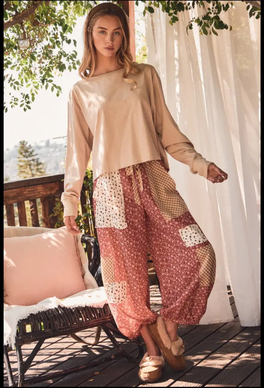 Floral Patchwork Balloon Pants