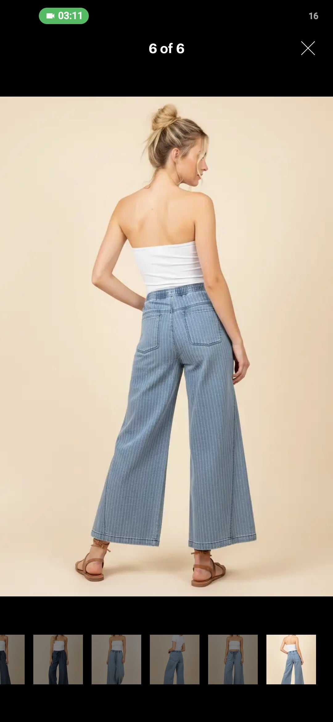 PINSTRIPE WIDE-LEG DRAWSTRING PANTS